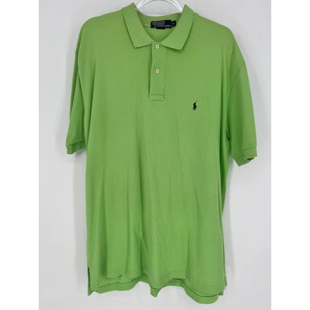 POLO RALPH LAUREN Polo Shirt Mens XL Green Short Sleeve Pique Pony 100% Cotton